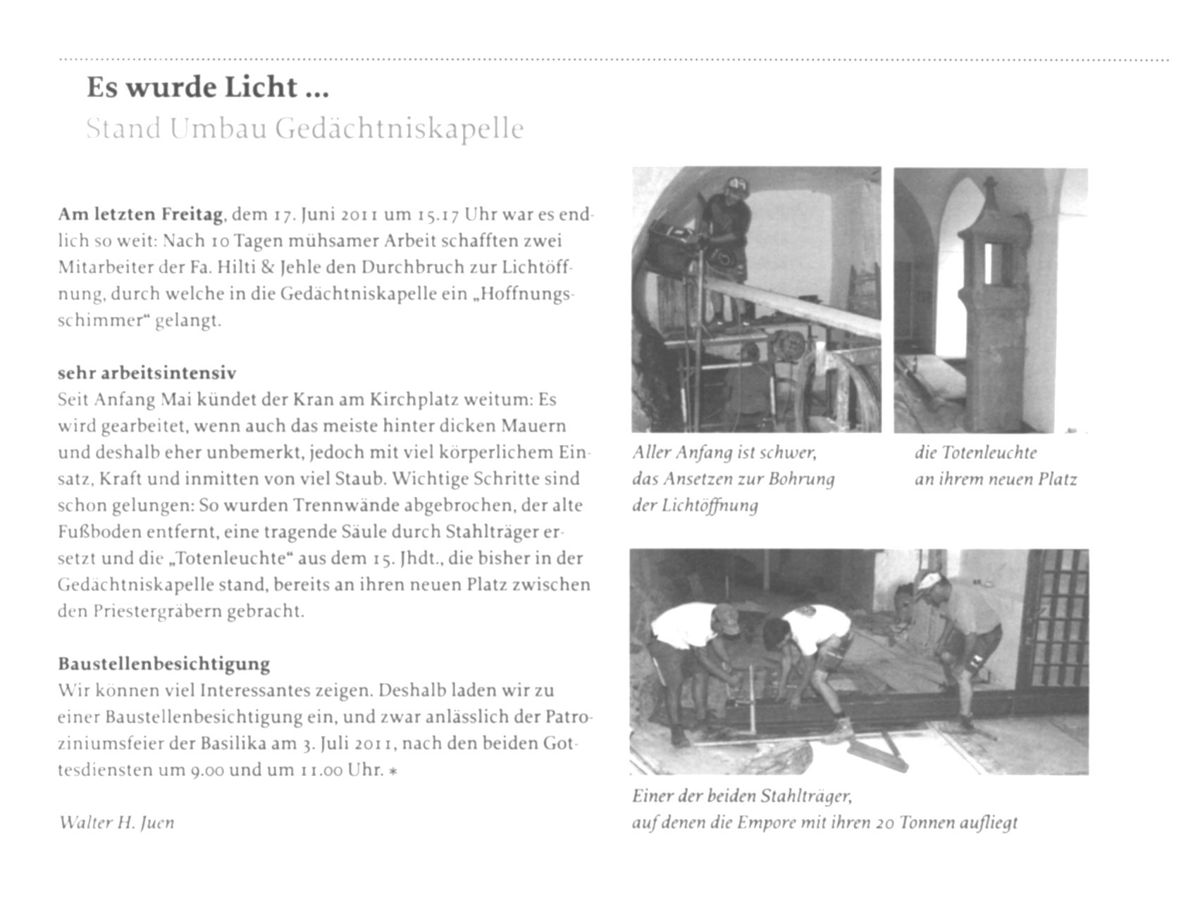 Es wurde Licht - Umbau Gedächtniskapelle